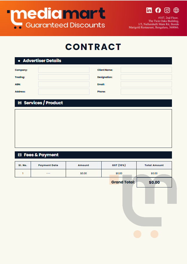 Professional MediaMart contract template