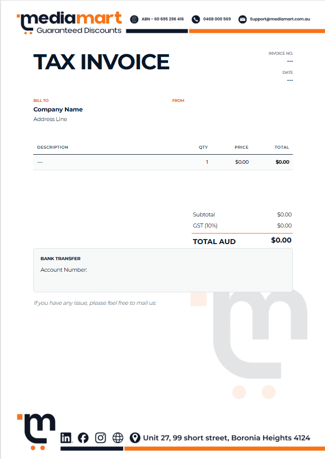 Classic Header invoice template preview